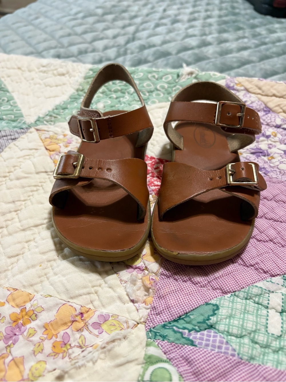 FootMates Brown Leather Buckle Kids Sandals